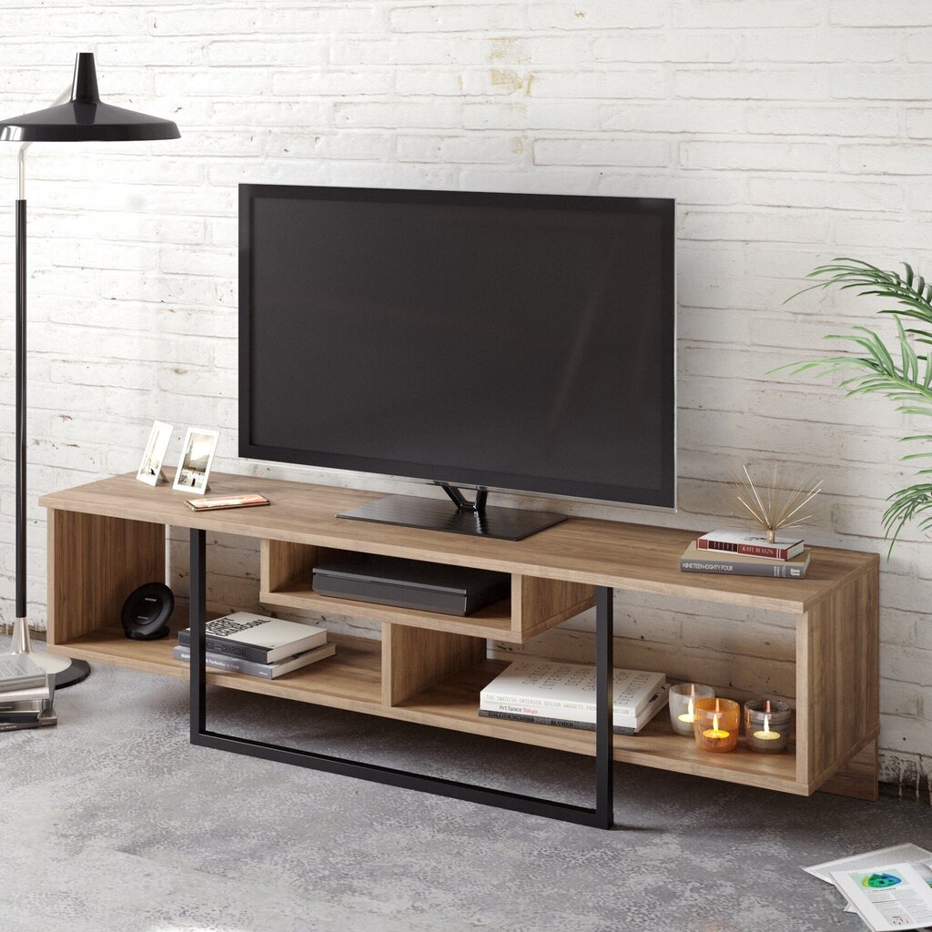 TV galdiņš Kalune Design Asal 150 cm, brūns/melns cena un informācija | TV galdiņi | 220.lv