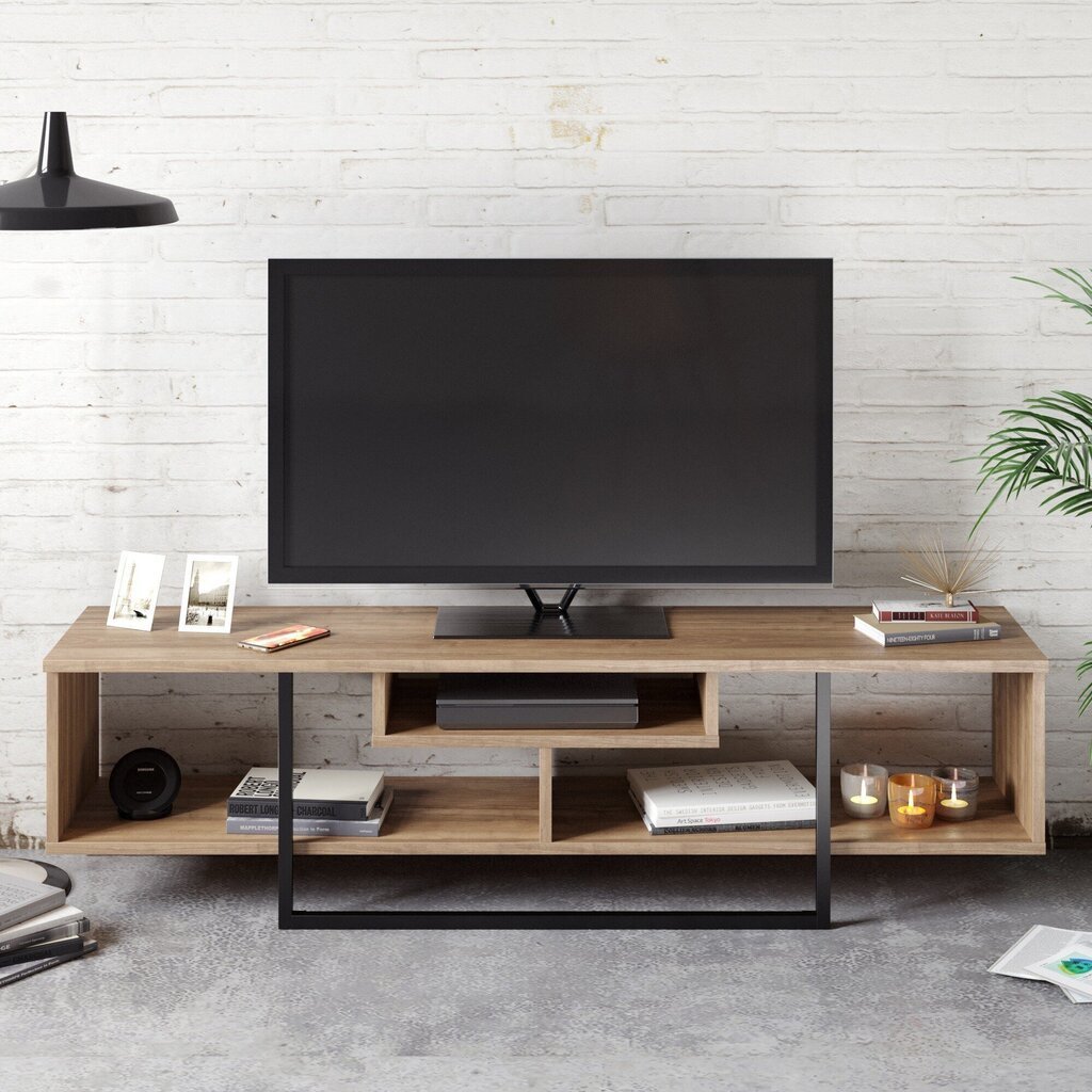 TV galdiņš Kalune Design Asal 150 cm, brūns/melns cena un informācija | TV galdiņi | 220.lv