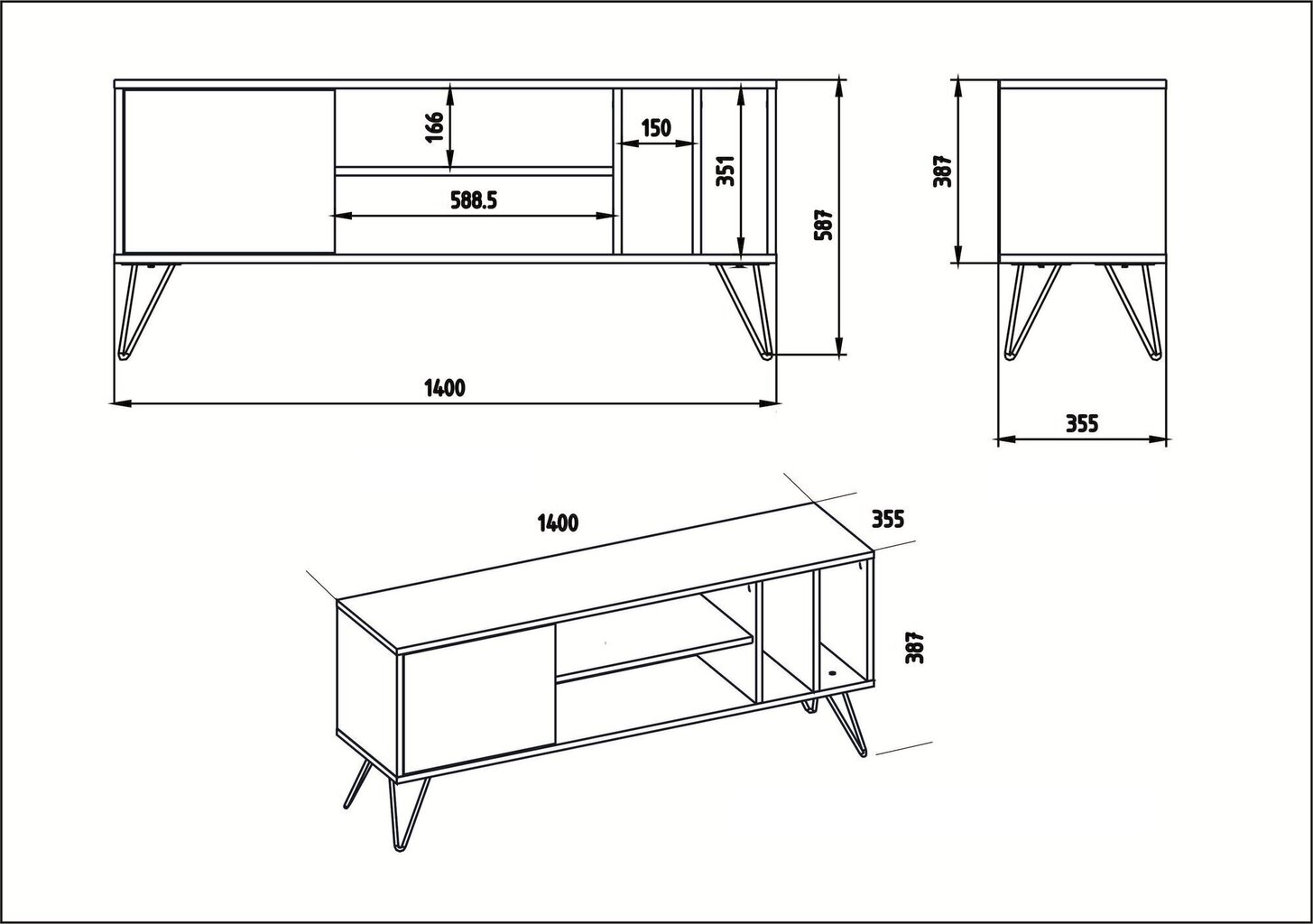 TV galdiņš Kalune Design Mistico 140 cm, brūns/melns цена и информация | TV galdiņi | 220.lv