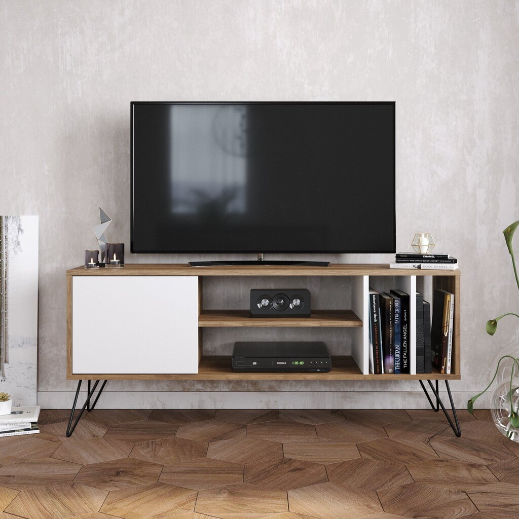 TV galdiņš Kalune Design Mistico 140 cm, brūns/balts cena un informācija | TV galdiņi | 220.lv