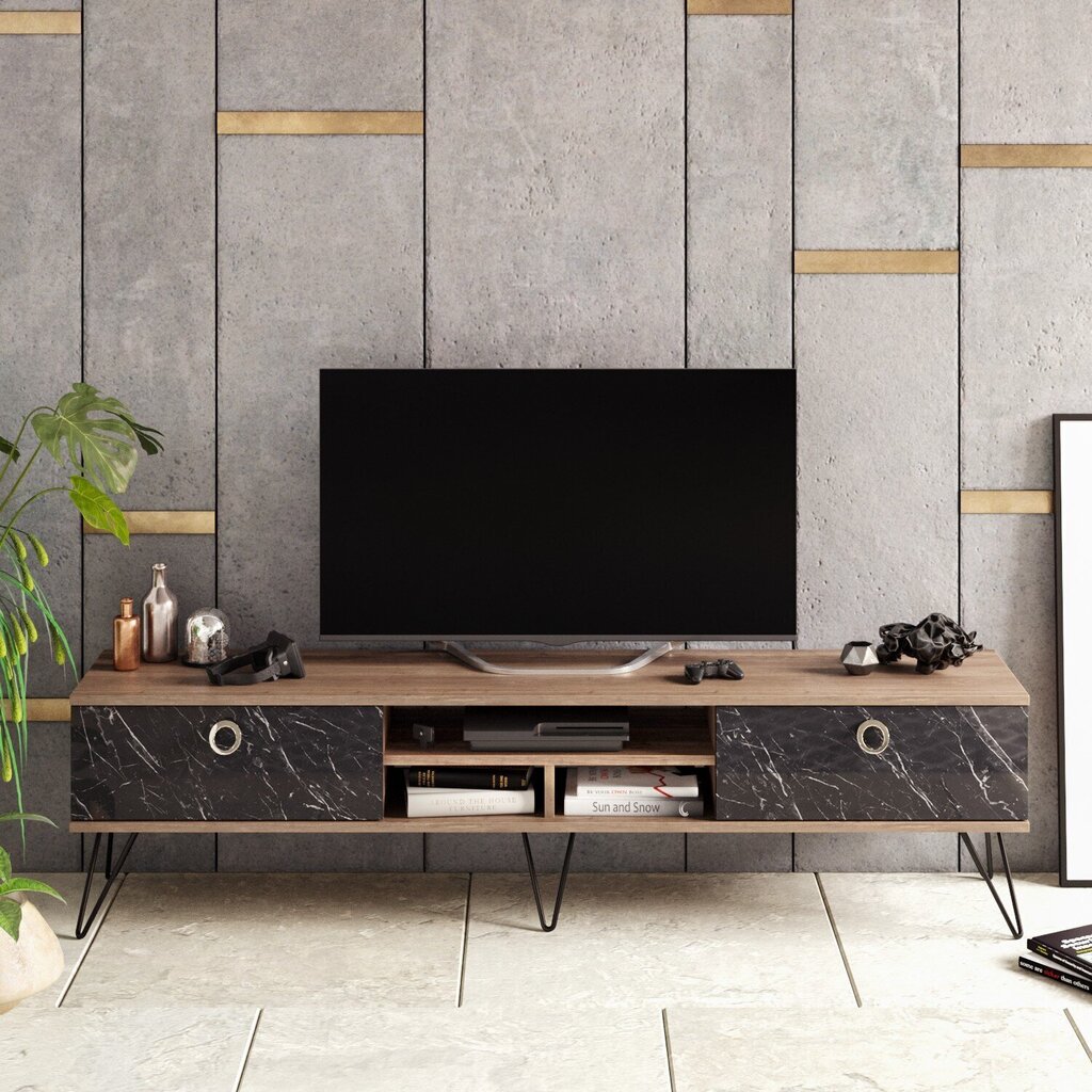 TV galdiņš Kalune Design Lorenz, brūns/melns cena un informācija | TV galdiņi | 220.lv