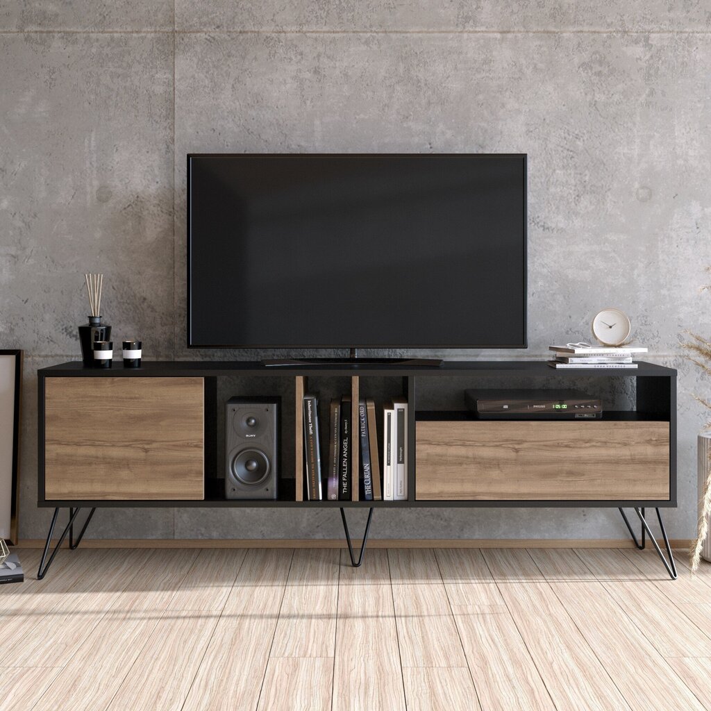 TV galdiņš Kalune Design Mistico 180 cm, brūns/melns cena un informācija | TV galdiņi | 220.lv