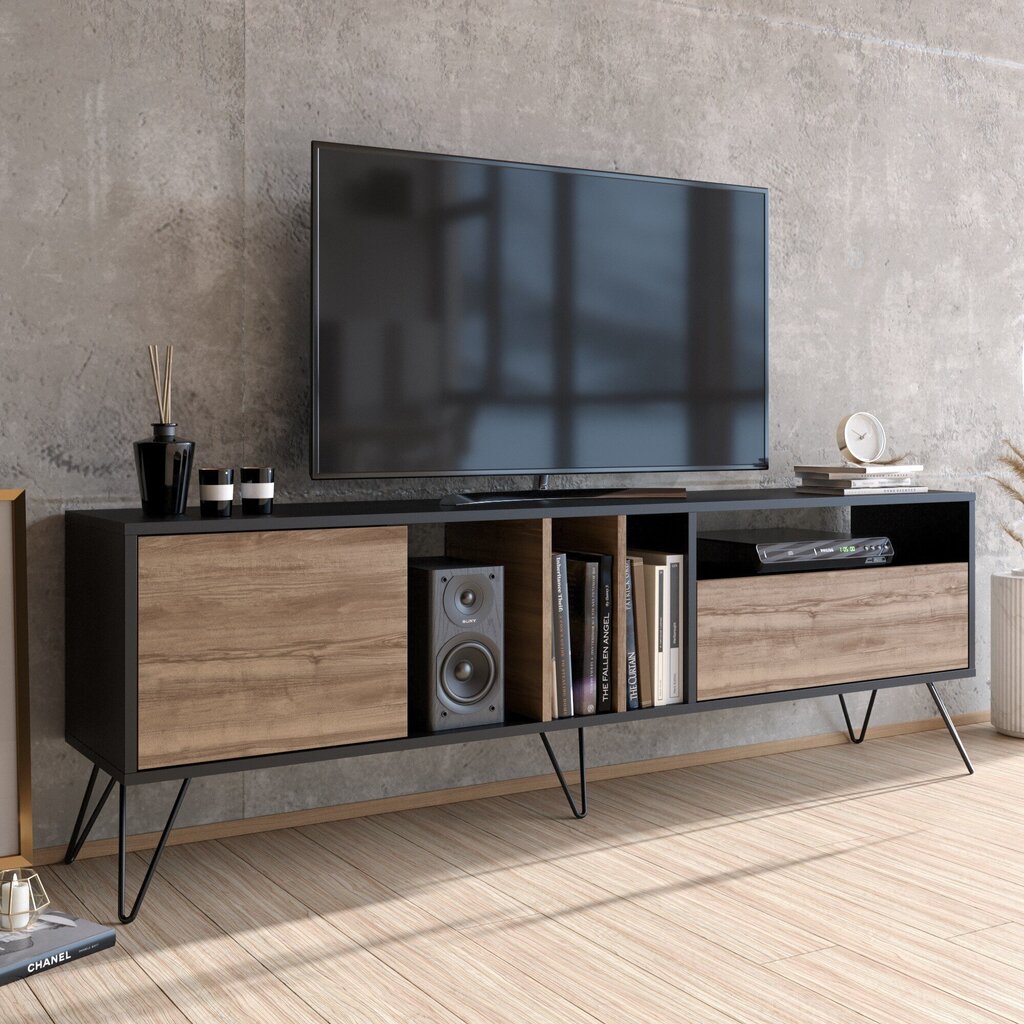 TV galdiņš Kalune Design Mistico 180 cm, brūns/melns cena un informācija | TV galdiņi | 220.lv