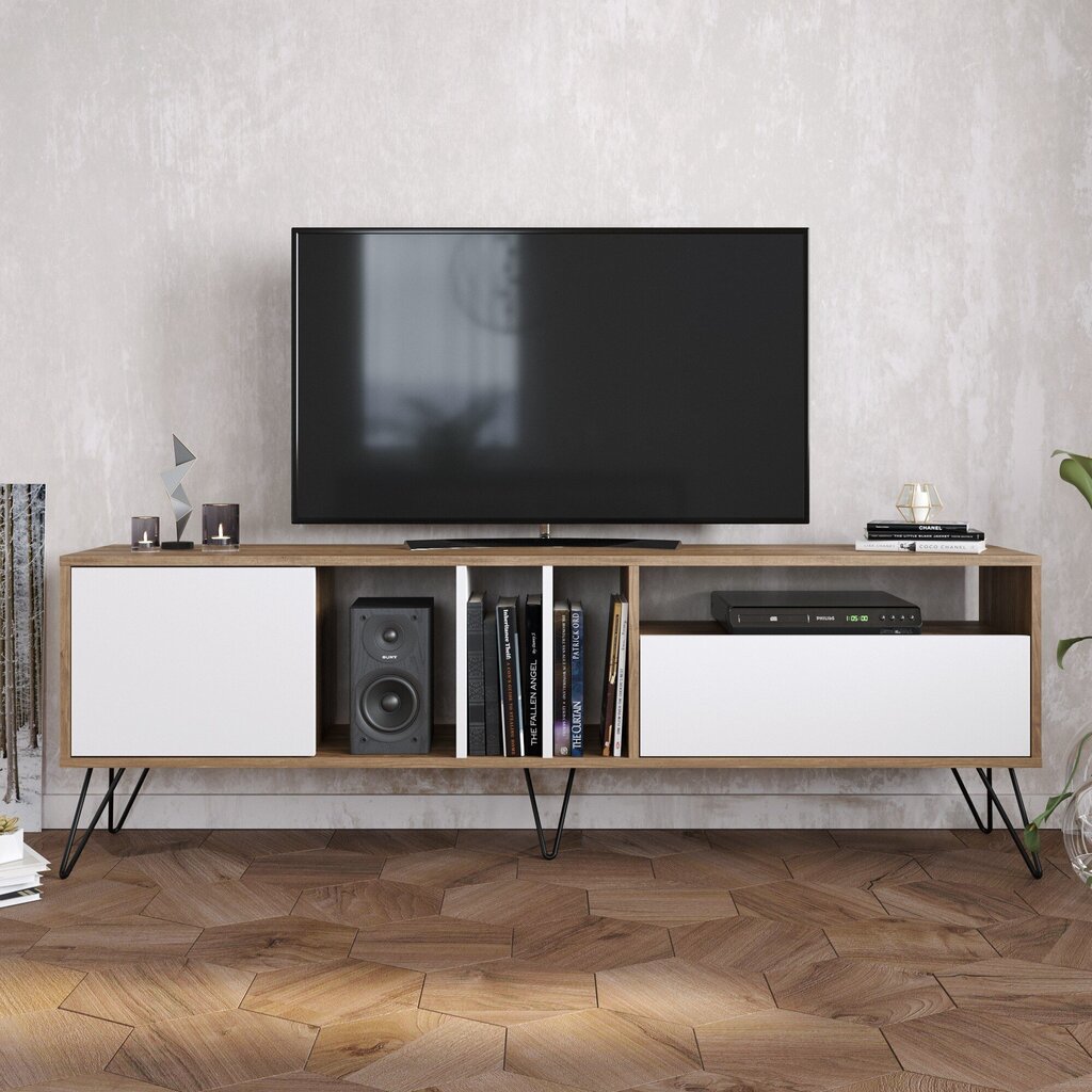 TV galdiņš Kalune Design Mistico 180 cm, brūns/balts cena un informācija | TV galdiņi | 220.lv