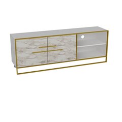 ТВ столик Kalune Design Polka, белый/золотистый цена и информация | Тумбы под телевизор | 220.lv