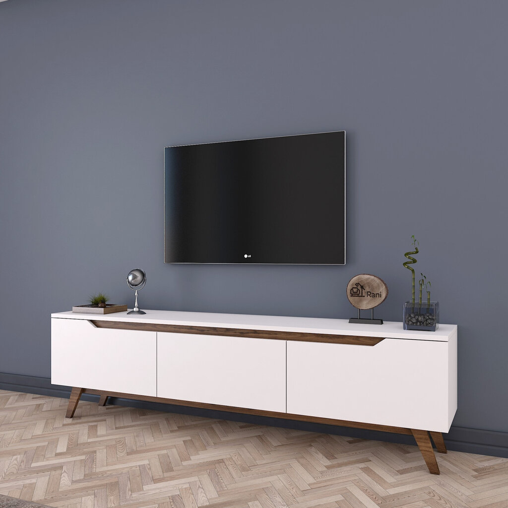 TV galdiņš Kalune Design D1, balts/brūns cena un informācija | TV galdiņi | 220.lv