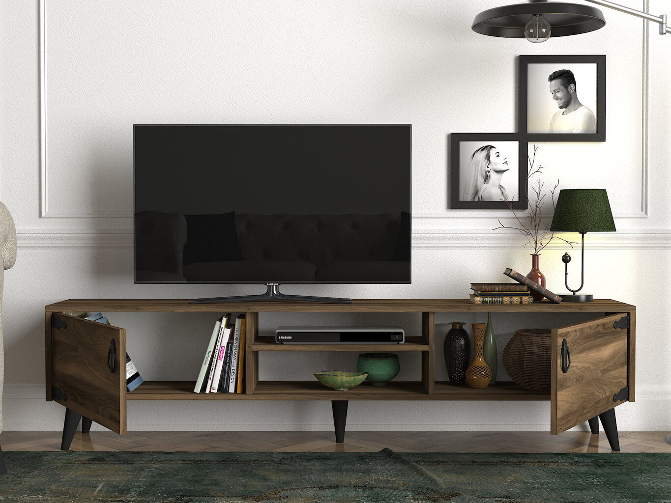 TV galdiņš Kalune Design Anthes 2, brūns/melns cena un informācija | TV galdiņi | 220.lv