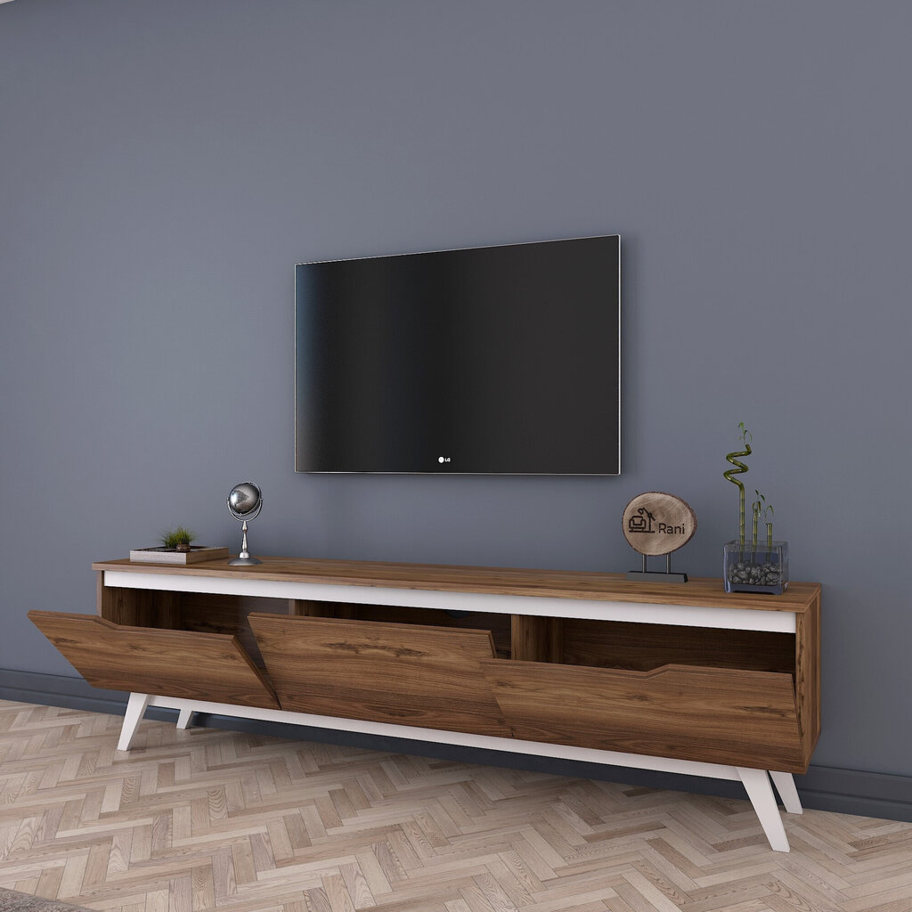 TV galdiņš Kalune Design D1, brūns/balts cena un informācija | TV galdiņi | 220.lv
