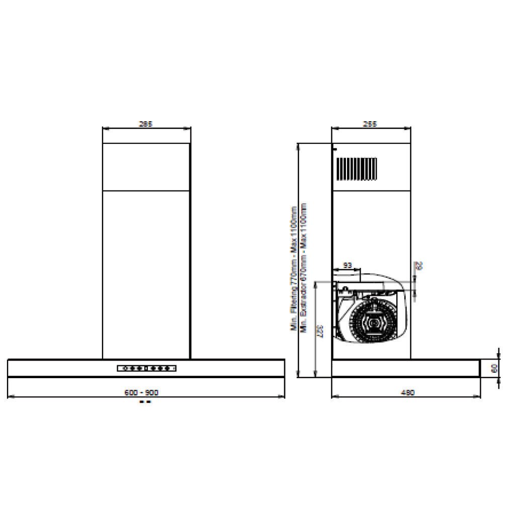 Tecnowind LENS 90 BL cena un informācija | Tvaika nosūcēji | 220.lv