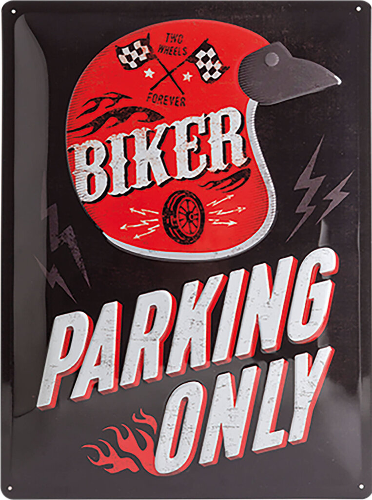 Dekoratīva metāla zīme Biker Parking Only cena un informācija | Moto piederumi | 220.lv