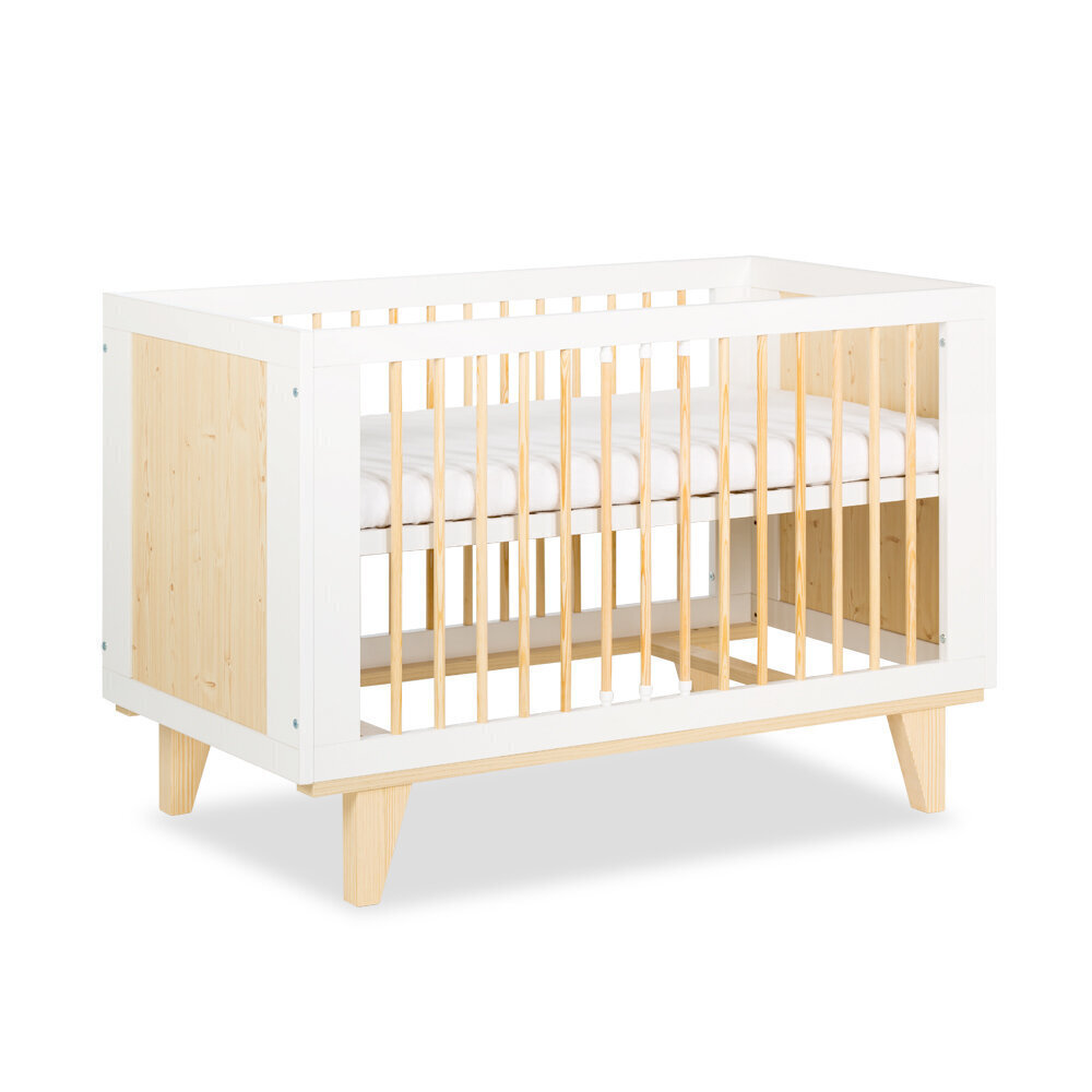 Transformējamā bērnu gultiņa Little Sky Lydia 140x70 cm, balta/brūns цена и информация | Zīdaiņu gultas | 220.lv