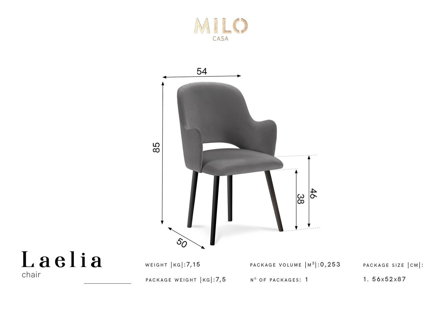 Krēsls Milo Casa Laelia, zils цена и информация | Virtuves un ēdamistabas krēsli | 220.lv