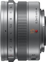 Panasonic LEICA DG SUMMILUX 15mm / F1.7 ASPH. (H-X015E-S) Silver cena un informācija | Objektīvi | 220.lv