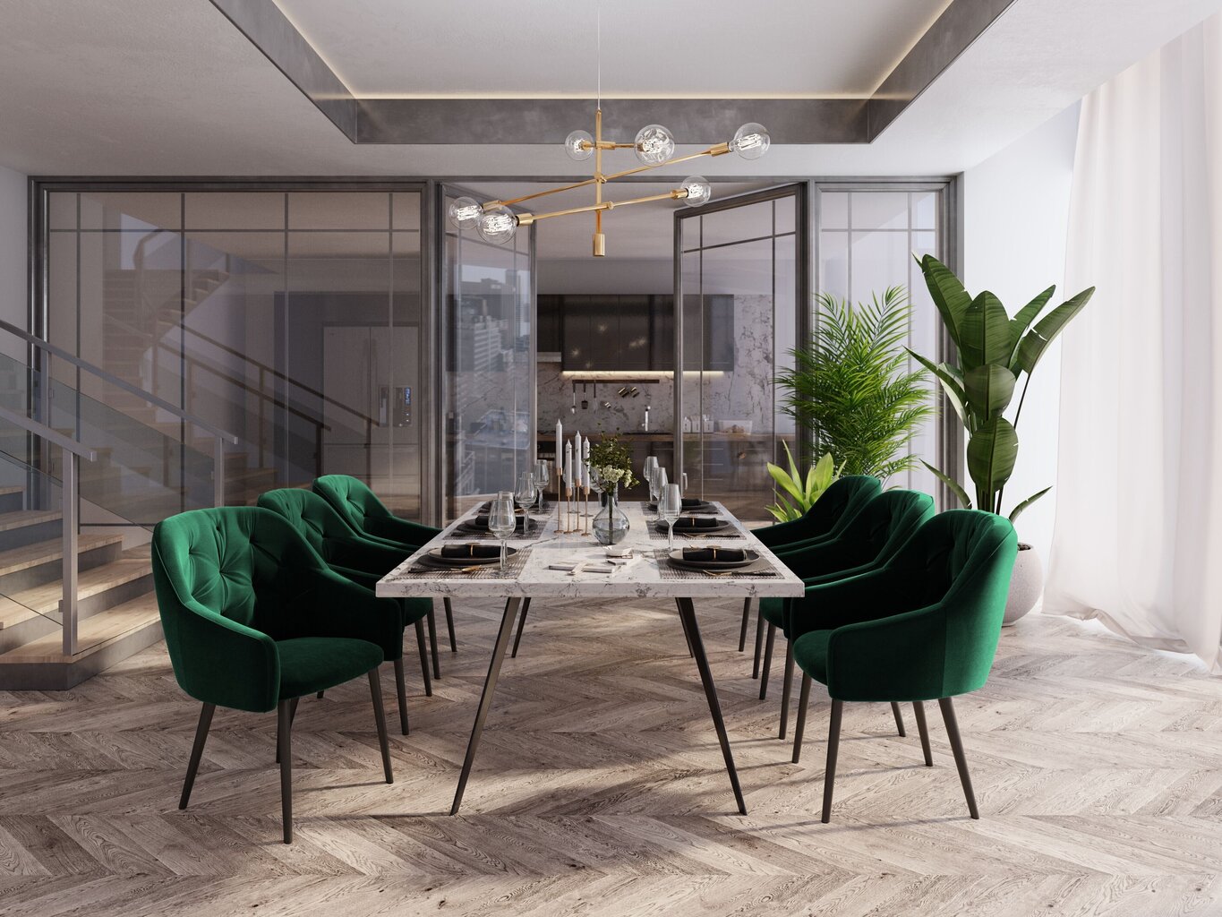 4-u krēslu komplekts Milo Casa Luisa, zaļš cena un informācija | Virtuves un ēdamistabas krēsli | 220.lv