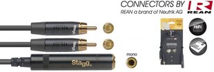 REAN 6.35mm Jack TS/f - 2 x RCA 10 cm cena un informācija | Kabeļi un vadi | 220.lv