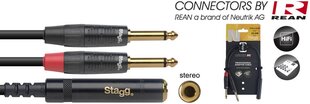 Stagg REAN 2х6.35 мм Jack TS - 6.35 мм Jack TS/f 10 м цена и информация | Кабели и провода | 220.lv