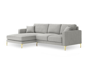 Stūra dīvāns Kooko Home Poeme, gaiši pelēks/zelta krāsas cena un informācija | Stūra dīvāni | 220.lv