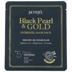 Loksnes sejas maska ar melnām pērlēm un zeltu Petitfee Gold Hydrogel 1 gab. cena un informācija | Sejas maskas, acu maskas | 220.lv