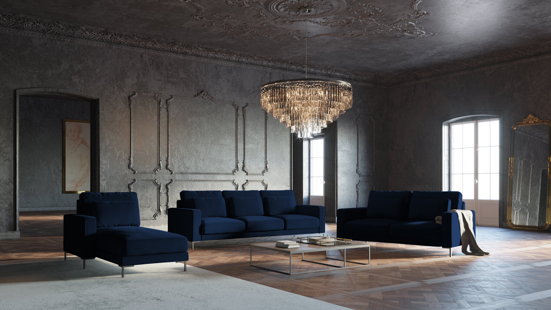 Kušete Interieurs86 Seine, zila cena un informācija | Dīvāni | 220.lv