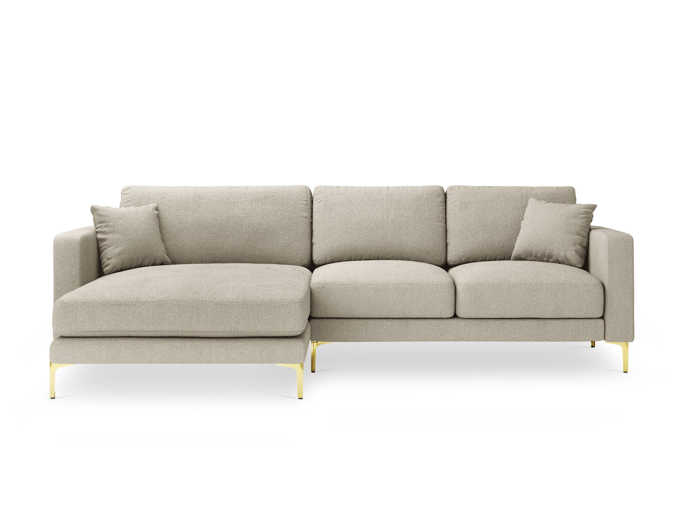 Stūra dīvāns Kooko Home Poeme, smilškrāsas/zelta krāsas cena un informācija | Stūra dīvāni | 220.lv