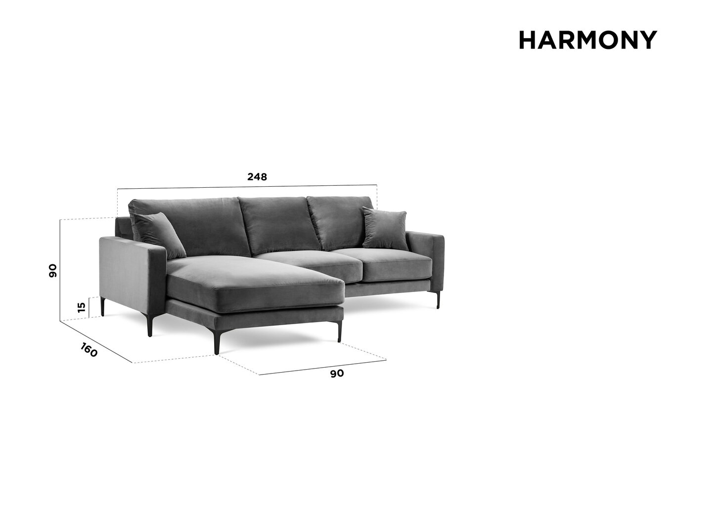 Stūra dīvāns Kooko Home Harmony, smilškrāsas cena un informācija | Stūra dīvāni | 220.lv