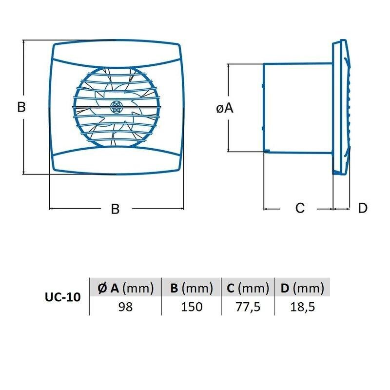 Cata UC-10 STD silver цена и информация | Ventilatori vannas istabai | 220.lv