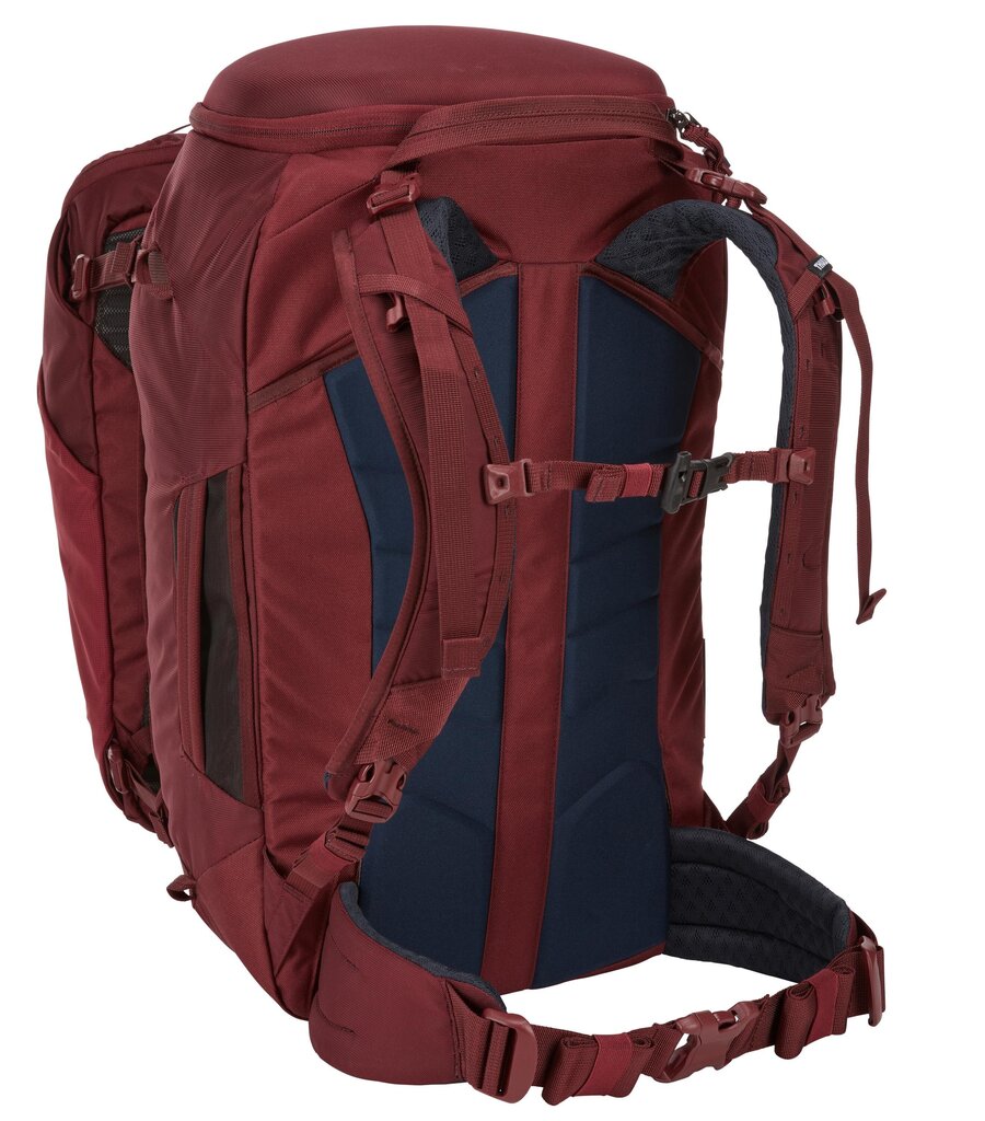 Dubultā ceļojumu mugursoma Thule Landmark Womens Dark Bordeaux 60 L, sarkana cena un informācija | Sporta somas un mugursomas | 220.lv