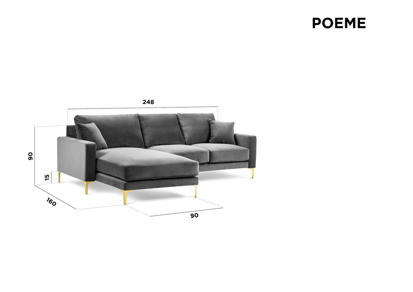 Mīkstais stūra dīvāns Kooko Home Poeme, tumši zils cena un informācija | Stūra dīvāni | 220.lv