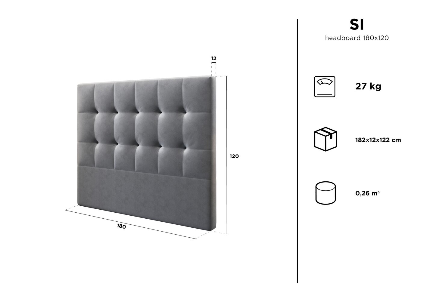 Gultas galvgalis Kooko Home Si 180 cm, zils cena un informācija | Gultas | 220.lv