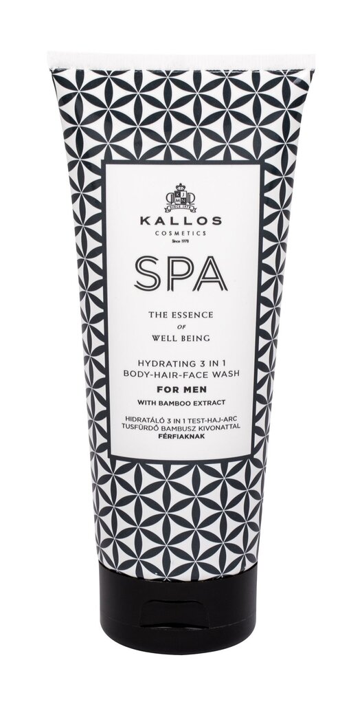 Dušas želeja vīriešu sejai, ķermenim un matiem Kallos SPA Hydrating 3In1 200 ml cena un informācija | Dušas želejas, eļļas | 220.lv