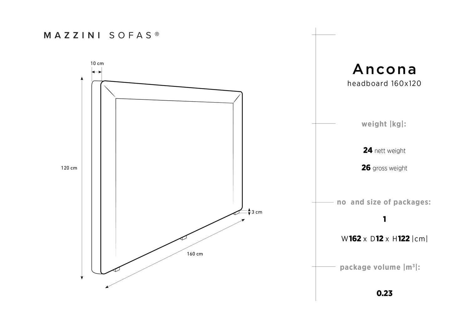 Gultas galvgalis Mazzini Sofas Ancona 160 cm, rozā цена и информация | Gultas | 220.lv