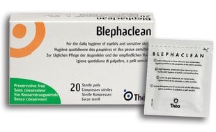 Салфетки для ухода за веками и ресницами Blephaclean, 20 шт.  цена и информация | Ватные изделия и влажные салфетки | 220.lv