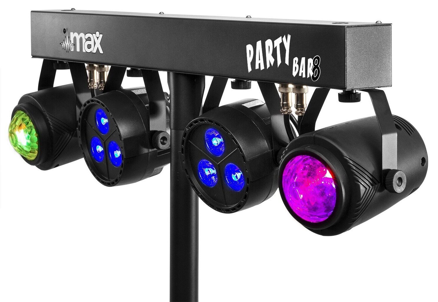 MAX PartyBar08 Set 2x PAR, 2x Jelly Moon Gaismu efekts ar bateriju cena un informācija | Svētku dekorācijas | 220.lv