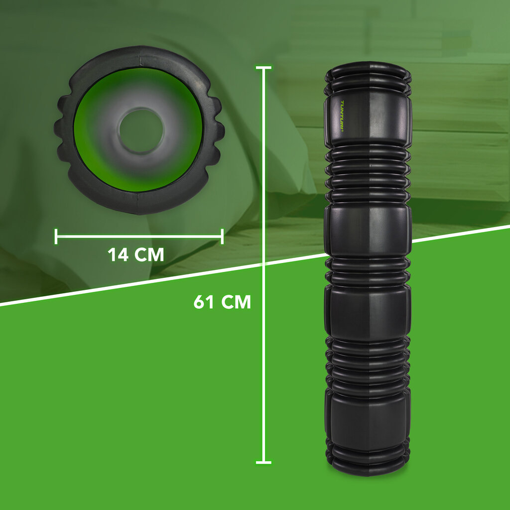 Masāžas treniņu cilindrs Tunturi Yoga, 33 cm, melns cena un informācija | Masāžas piederumi | 220.lv