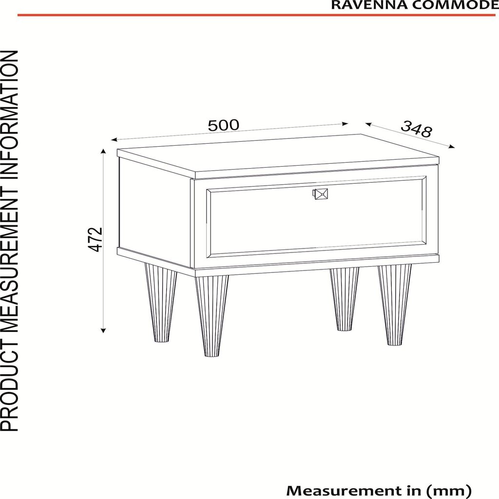 Naktsgaldiņš Kalune Design Ravenna, balts/melns цена и информация | Naktsskapīši | 220.lv