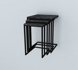 3-ju kafijas galdiņu komplekts Kalune Design Black Mermer, melns цена и информация | Журнальные столики | 220.lv