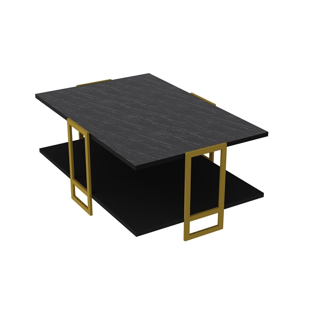 Kafijas galdiņš Kalune Design Polka, melns/zelta krāsas cena un informācija | Žurnālgaldiņi | 220.lv
