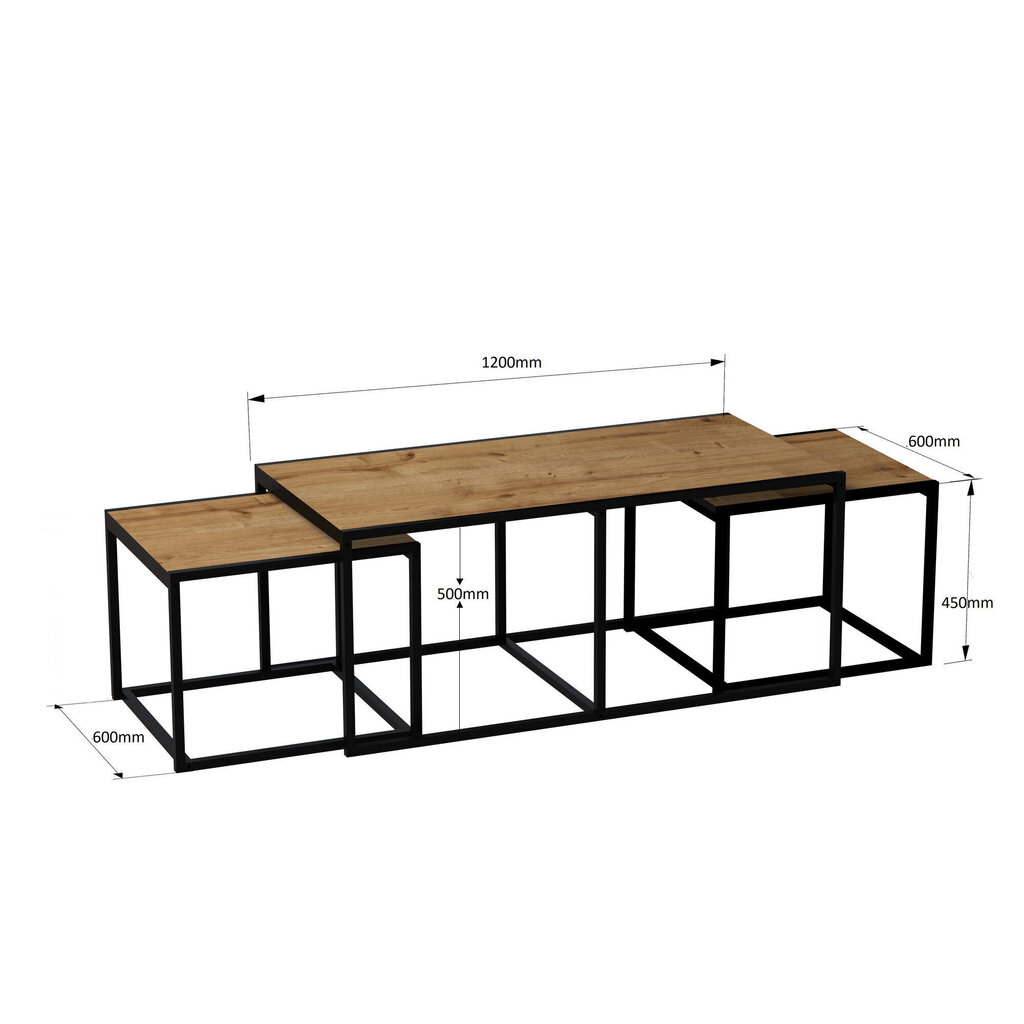 3-u kafijas galdiņu komplekts Kalune Design Gigante, brūns/melns cena un informācija | Žurnālgaldiņi | 220.lv