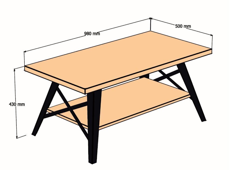 Kafijas galdiņš Kalune Design Konik, brūns/melns cena un informācija | Žurnālgaldiņi | 220.lv