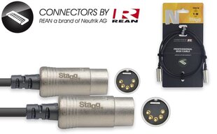 MIDI-кабель Stagg NMD1R, 1м цена и информация | Кабели и провода | 220.lv