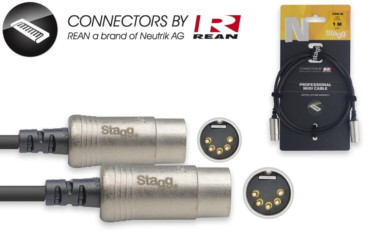 MIDI kabelis Stagg NMD1R, 1m цена и информация | Kabeļi un vadi | 220.lv