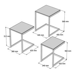 3-u kafijas galdiņu komplekts Kalune Design Ege, brūns/melns цена и информация | Журнальные столики | 220.lv