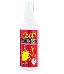 OUT Antinsect līdzeklis odu un ērču atbaidīšanai, 100 ml цена и информация | Защита от комаров, клещей | 220.lv