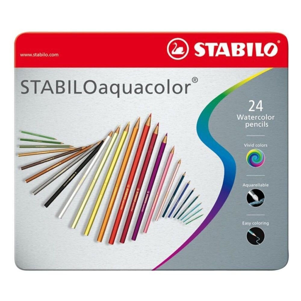 Akvareļzīmuļi STABILO AQUACOLOR | 24 krāsas cena un informācija | Modelēšanas un zīmēšanas piederumi | 220.lv