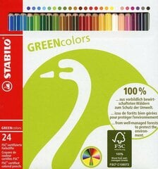 Krāsainie zīmuļi STABILO Greencolors 24 krāsu цена и информация | Принадлежности для рисования, лепки | 220.lv