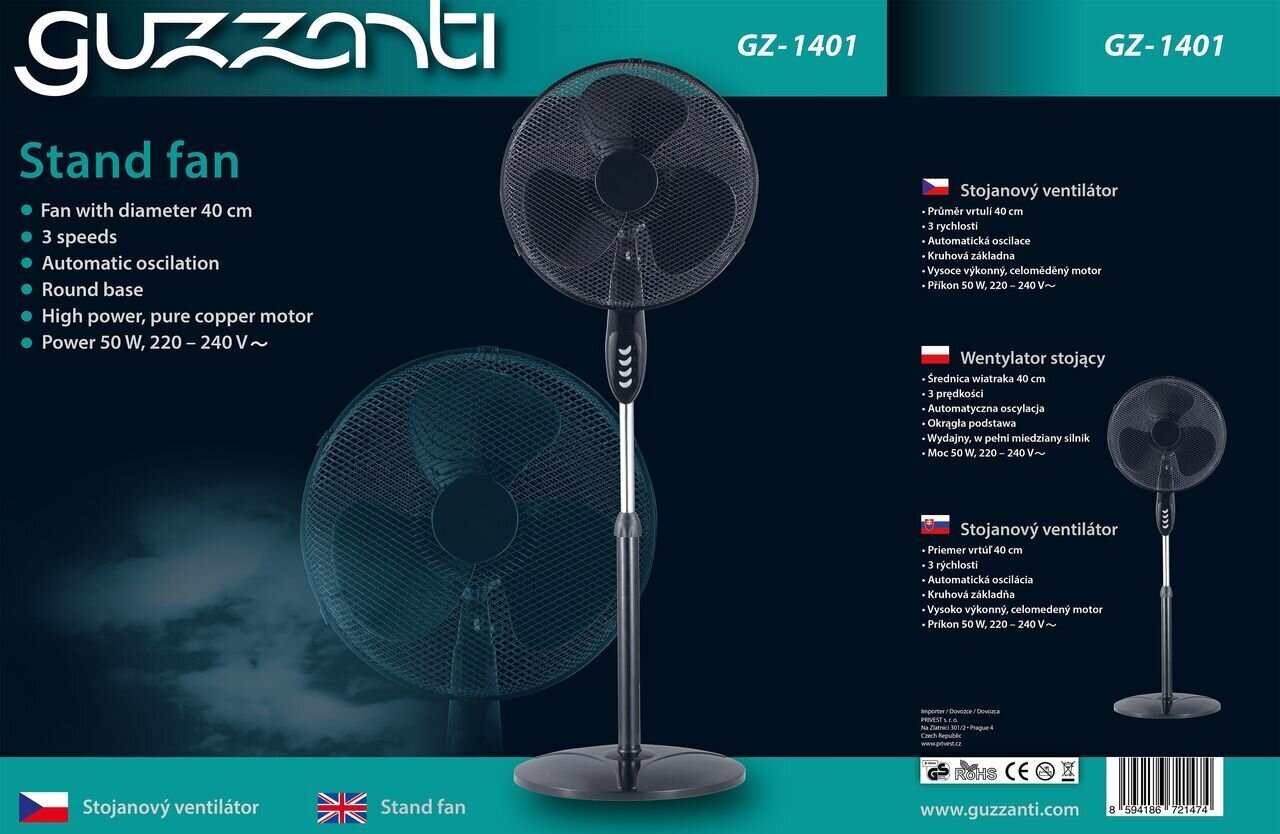 Ventilators Guzzanti GZ-1401 cena un informācija | Ventilatori | 220.lv