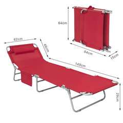 Складной садовый шезлонг SoBuy OGS35-R, красный цена и информация | Шезлонги | 220.lv