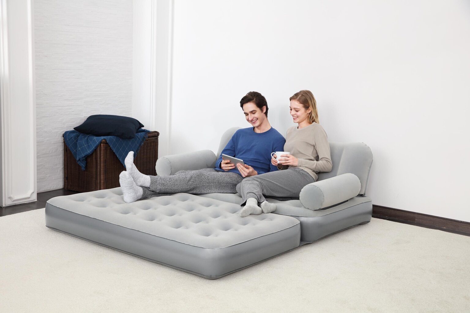 Piepūšamais dīvāns - gulta Bestway 3-in-1, 188x152x64cm, pelēks цена и информация | Piepūšamie matrači un mēbeles | 220.lv