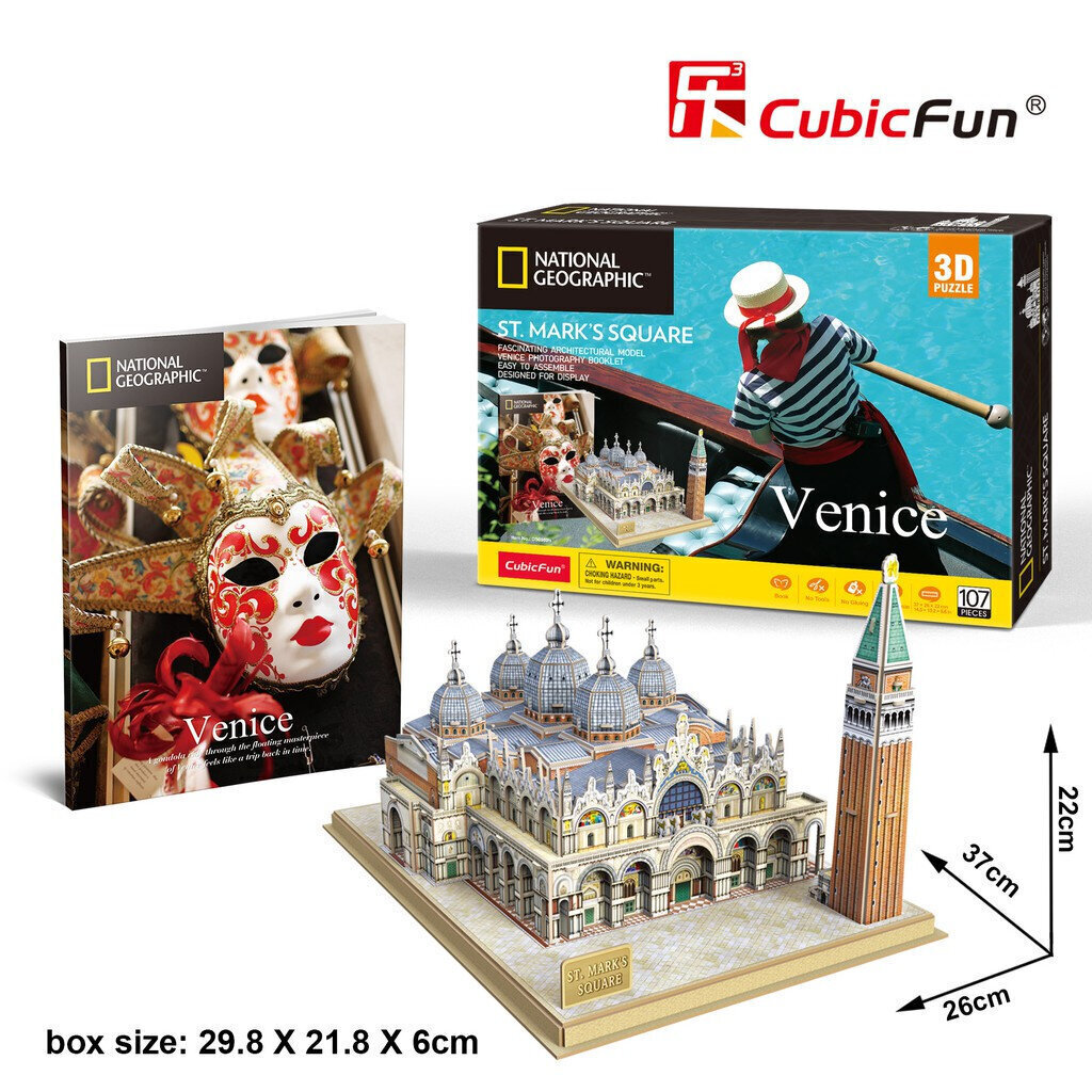 3D puzle CubicFun National Geographic Venice ST Mark's Square, 107 d. цена и информация | Puzles, 3D puzles | 220.lv