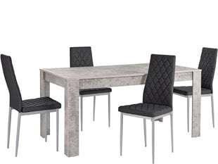Комплект мебели для столовой Notio Living Lori 160/Barak, светло-серый/черный цена и информация | Комплекты мебели для столовой | 220.lv